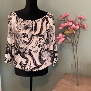WHBM Black/White/Beige Blouse